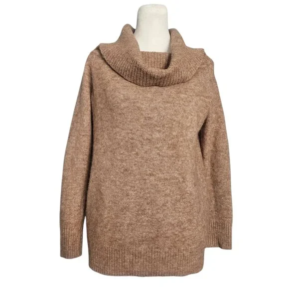 Aritzia Wilfred Free Women's Alpaca Wool Blend Beige Cowl Neck Sweater SZ Small - Picture 2 of 13
